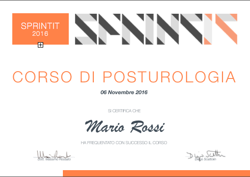 Attestato corso di posturologia sprintit (esempio) Attestato corso di posturologia sprintit (esempio)