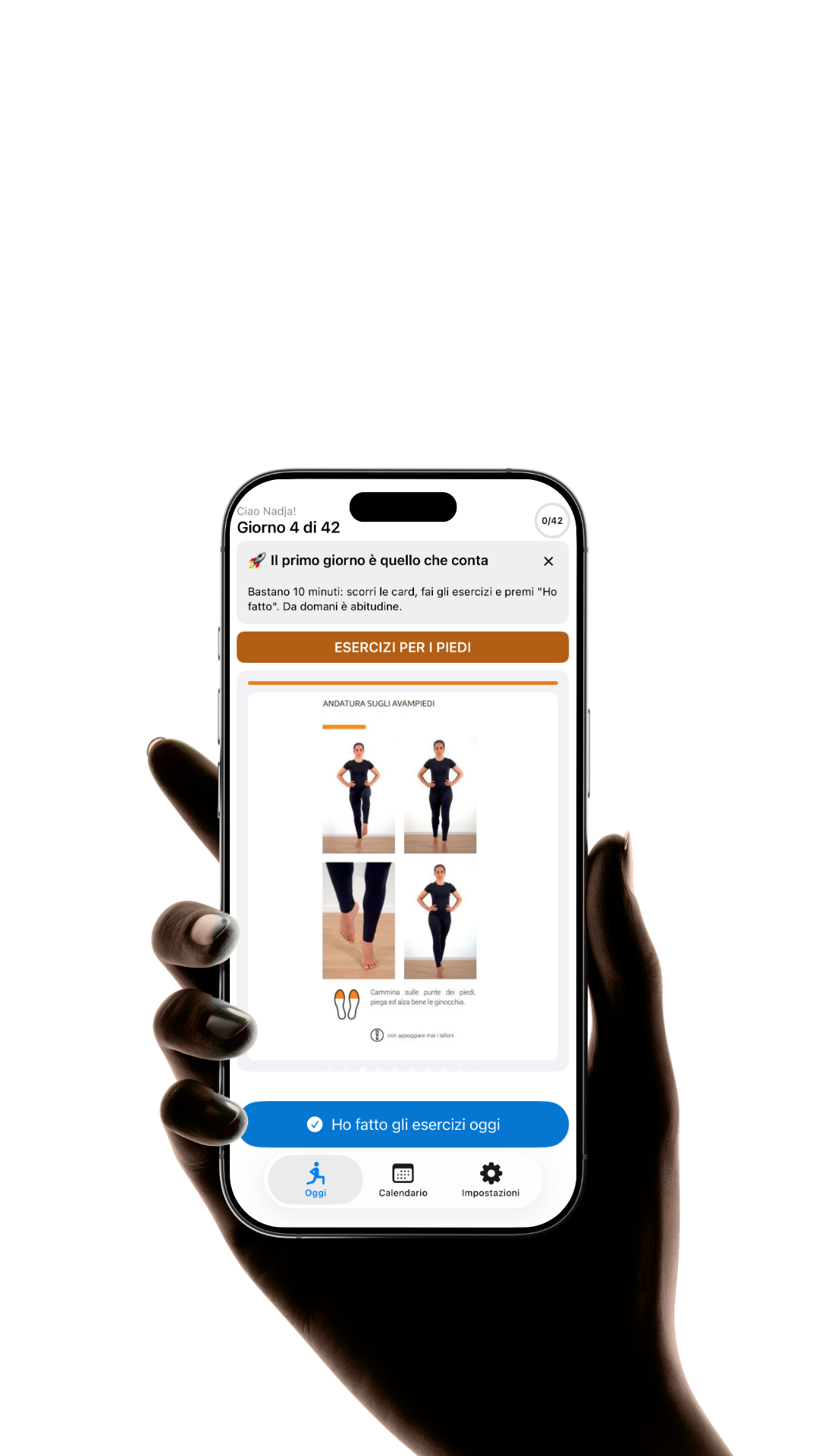 App Postura Agile: esercizi del giorno assegnati al paziente